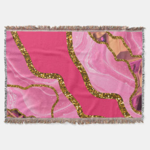 Cobertor Glitor de Geodo de Agato Rosa e Dourado
