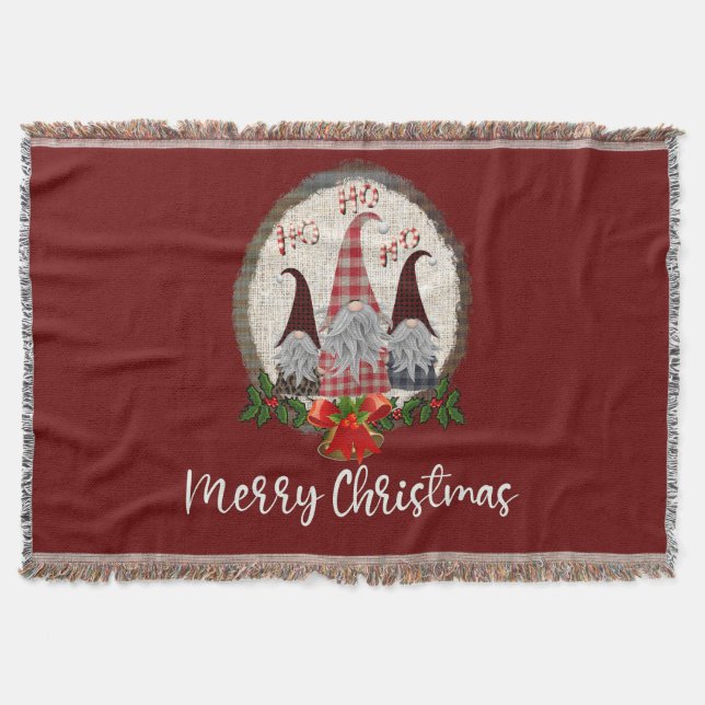 Cobertor Gnomos de Natal Vermelhos Elfos da Moda  (Frente)
