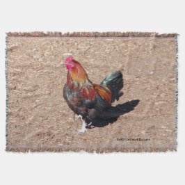 Cobertor Gold Cockerel Rooster Throw Blanket