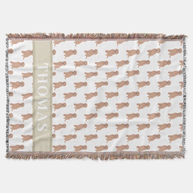 Cobertor Golden Doodle Apricot Red Personalizado (Frente)