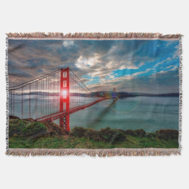 Cobertor Golden gate bridge com o Sun que brilha (Frente)