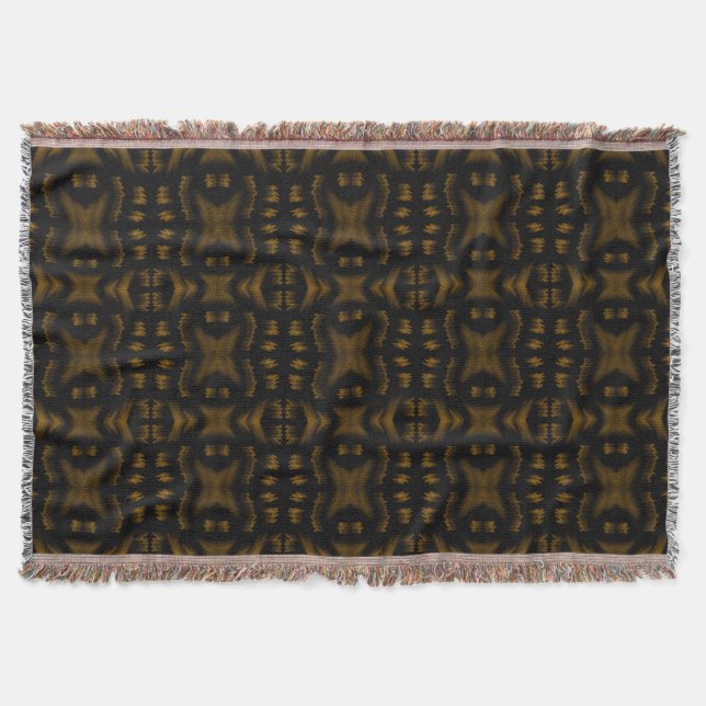 Cobertor Golden Obsidian Tribal Ikat Pattern (Frente)