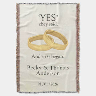 Cobertor Golden Rings, Wedding Date Keepsake