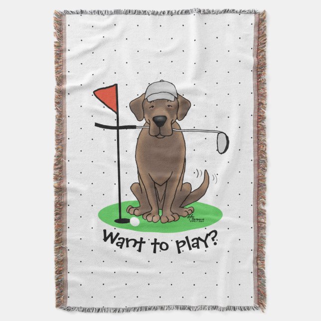 Cobertor Golfe Chocolate Labrador Cachorro do Retriever - E (Frente Vertical)