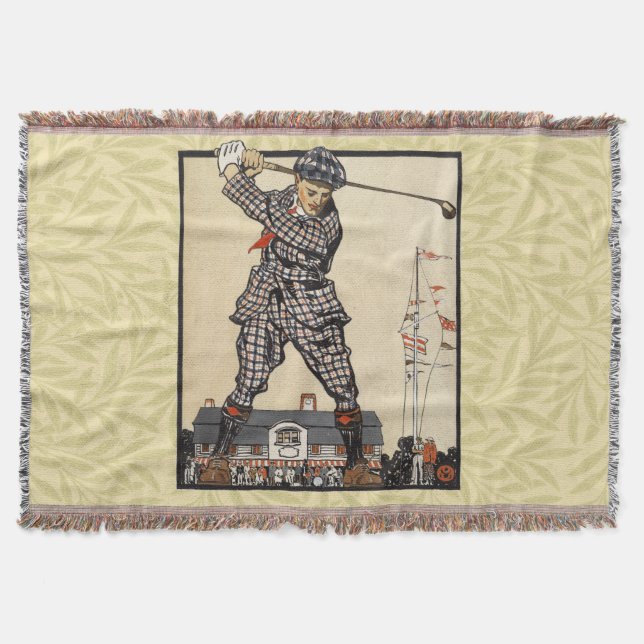 Cobertor Golfe Golfista Vintage Antigo Golfe (Frente)