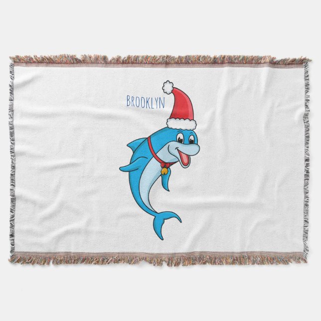 Cobertor Golfinho bonito com desenho animado de Papai Noel (Frente)