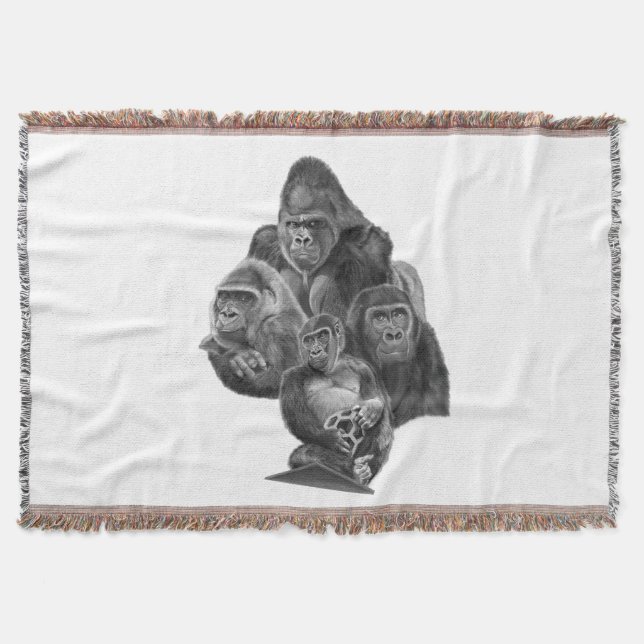 Cobertor Gorilla Family Blanket ゴリラ家族のブランケット (GorillaLife) (Frente)