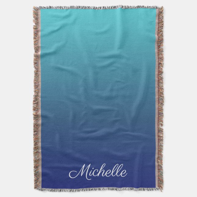 Cobertor Gradiente azul-ombre personalizado (Frente Vertical)