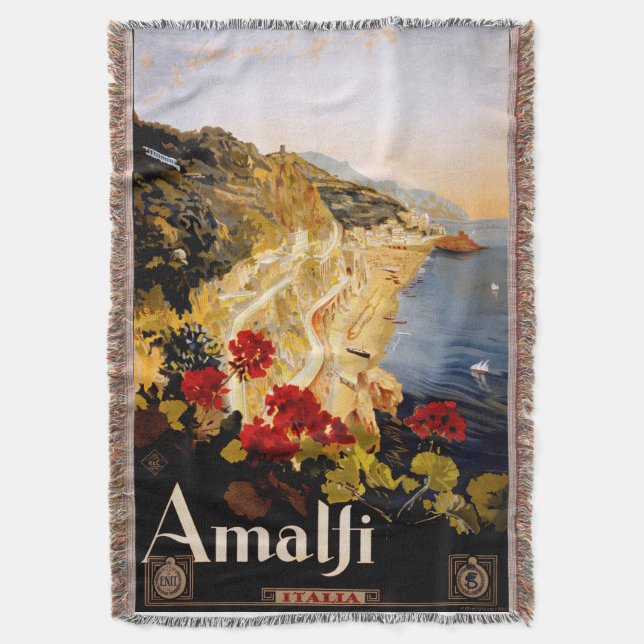 Cobertor Gráfico de Arte do Poster de viagens Amalfi Itália (Frente Vertical)