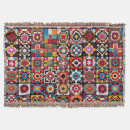 Cobertor Granny Squares Crochet Patterno Impressão