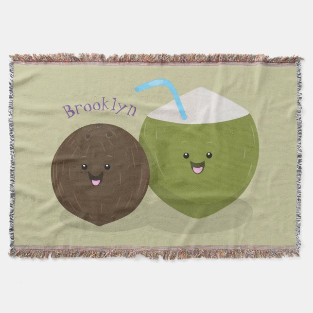 Cobertor Grátis feliz desenho animado de coconuts kawaii (Frente)