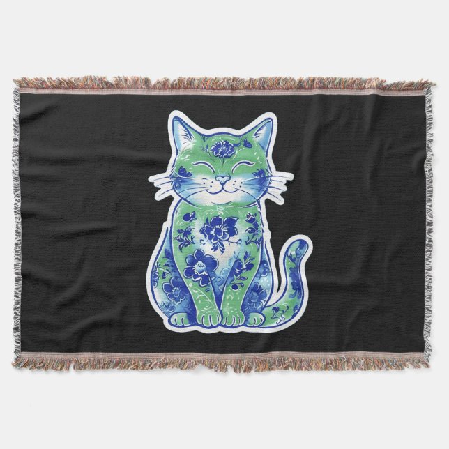 Cobertor Green Floral Cat  (Frente)