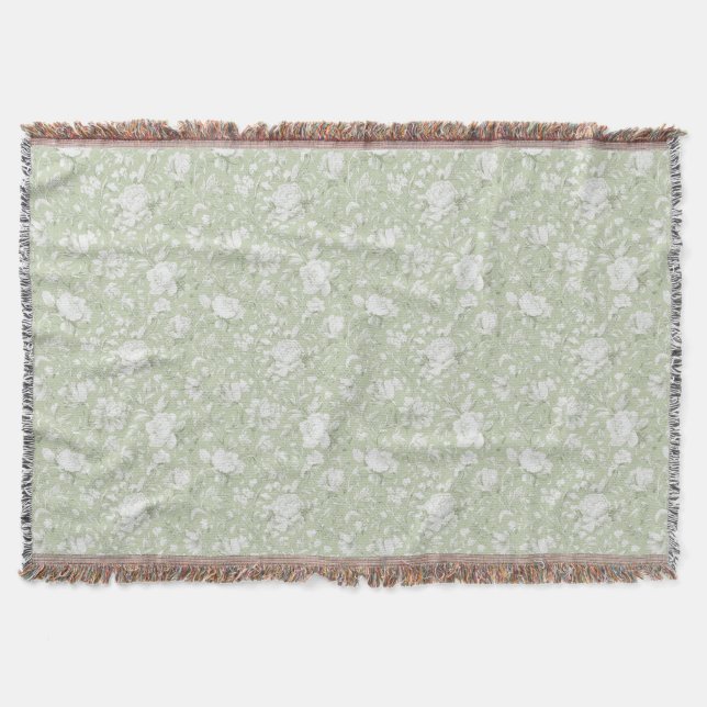 Cobertor Green White Romantic Floral   (Frente)