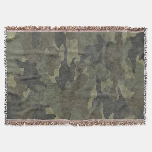Cobertor Grunge Khaki Green Camo Throw Blankets (Frente)