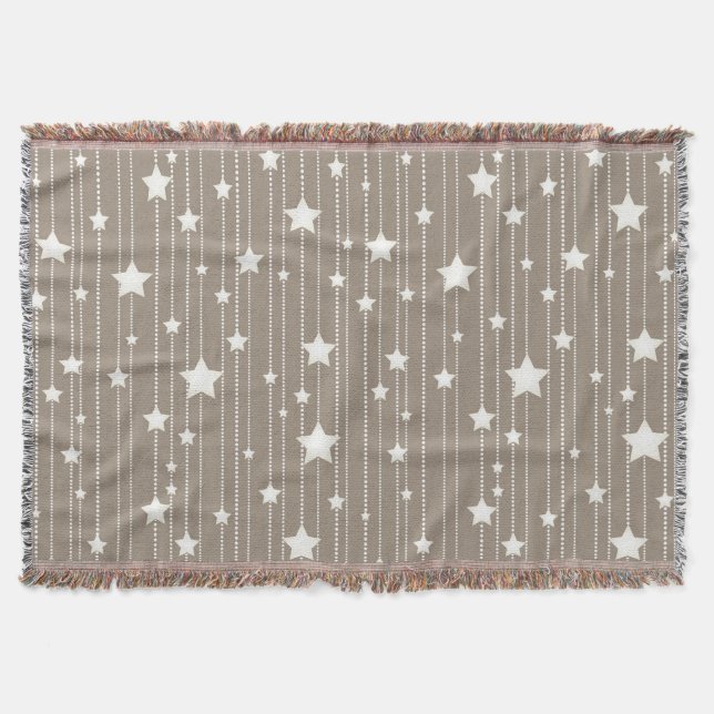 Cobertor Guarlanda de estrelas bege e branco natural (Frente)