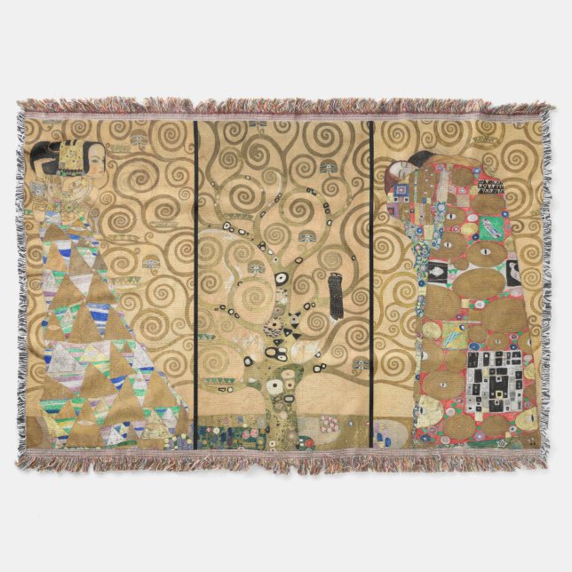 Cobertor Gustav Klimt - Stoclet Frieze Árvore da Vida (Frente)