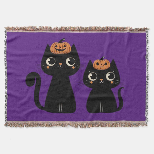 Cobertor Halloween/outono/Outono/Abóbora/gato (Frente)