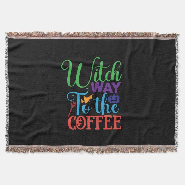 Cobertor Halloween Witch Caminhando Para O Café (Frente)