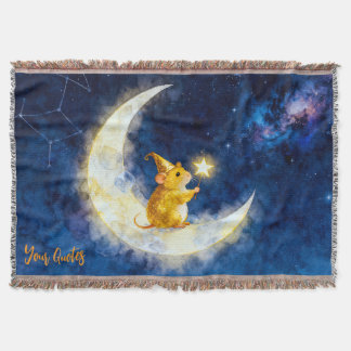 Cobertor Hamster Dourado na Lua Crescente Aquarela