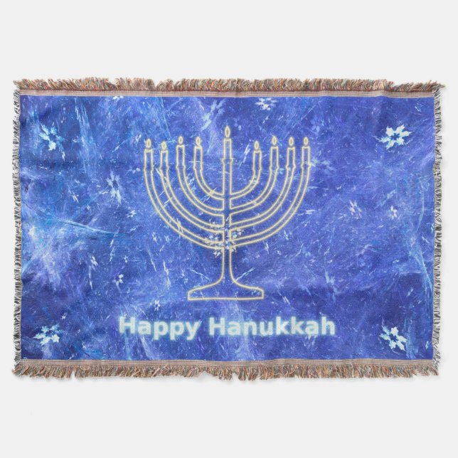 Cobertor Hanukkah Snowstorm Menorah (Frente)