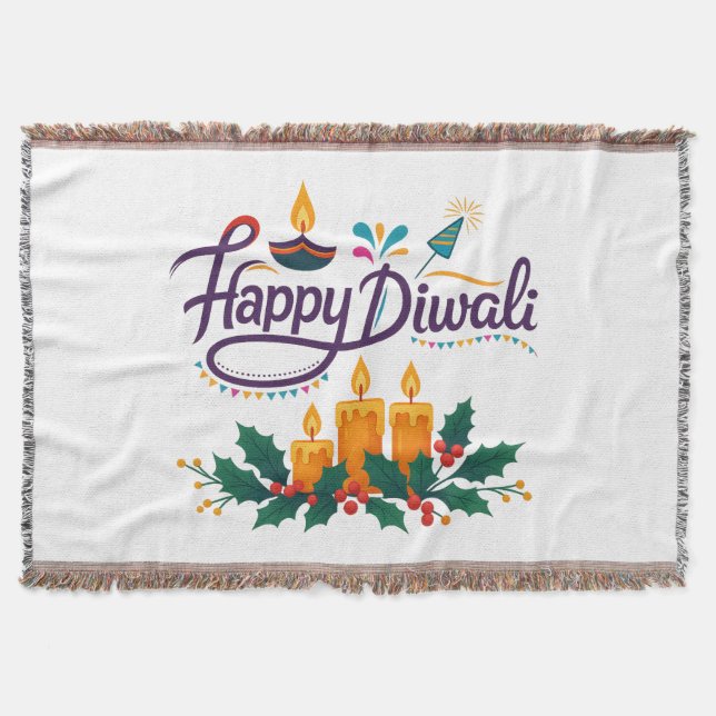 Cobertor Happy Diwali Throw Blanket (Frente)