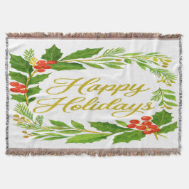 Cobertor 'Happy Holidays' Throw Blanket