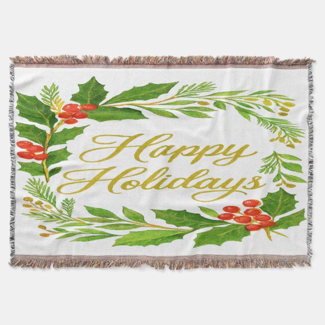 Cobertor 'Happy Holidays' Throw Blanket (Frente)