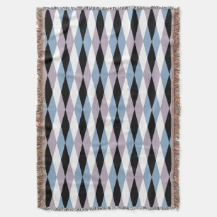 Cobertor Harlequin Diamond Patterno - Blue and Dusty Lilac
