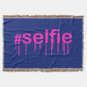 Cobertor Hashtag Selfie Drooling em decor azul