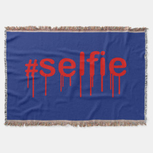 Cobertor Hashtag Selfie Drooling Typografia em Azul