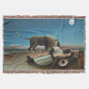 Cobertor Henri Rousseau Sleeping Gypsy Lion Painting