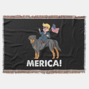 Cobertor Herói Americano Trump Merica Rottweiler