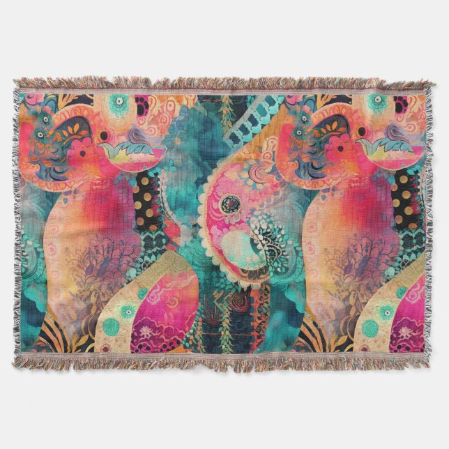Cobertor Hippie Boho Throw Blanket (Frente)