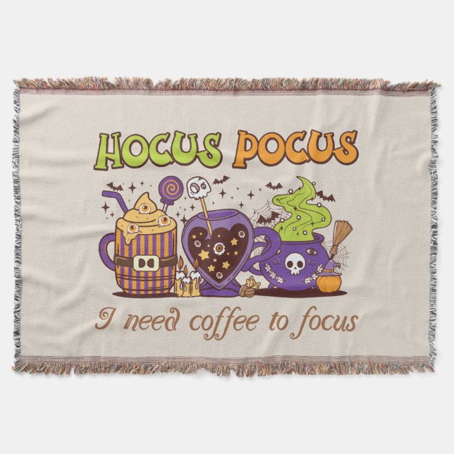 Cobertor Hocus Pocus - Preciso De Café Para Focar (Frente)
