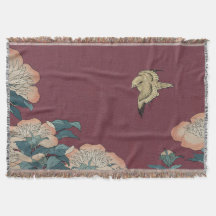 Hokusai Peonies e Canary Throw Blanket