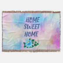 Home Sweet Colorful Watercolor Texto Floral