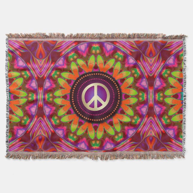 Cobertor Homely Hippie Peace & Love (Frente)