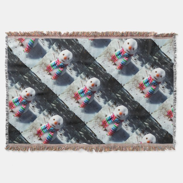 Cobertor Homem de neve com arco-íris Scarf (Frente)