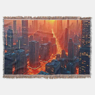 Cobertor Horizonte Dourado: Arte do Pôr do Sol na Cidade Ra