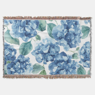Cobertor Hortênsia Blues Padrão de Flor de Blooms de Aqua