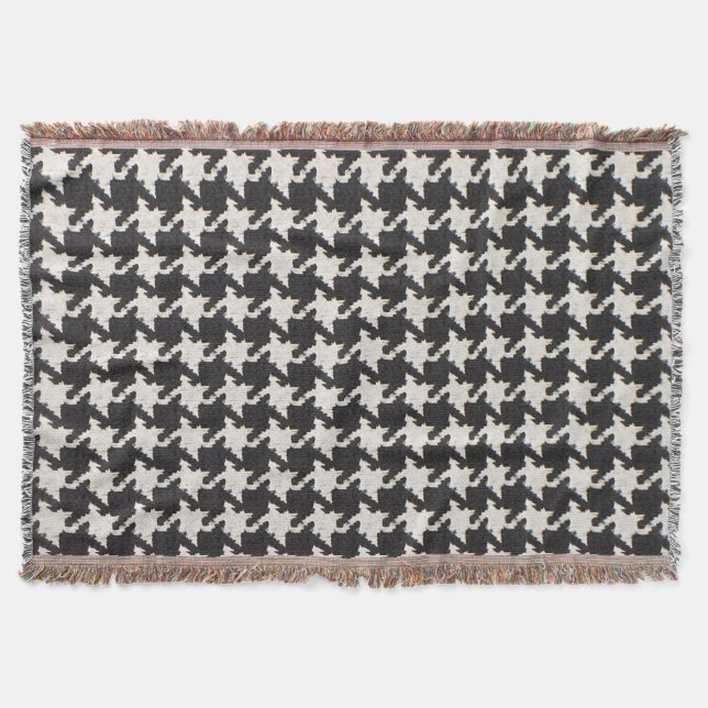 Cobertor Houndstooth Black White Pattern (Frente)