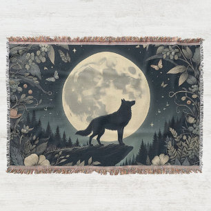 Cobertor Howling Wolf Tassel Throw Blanket