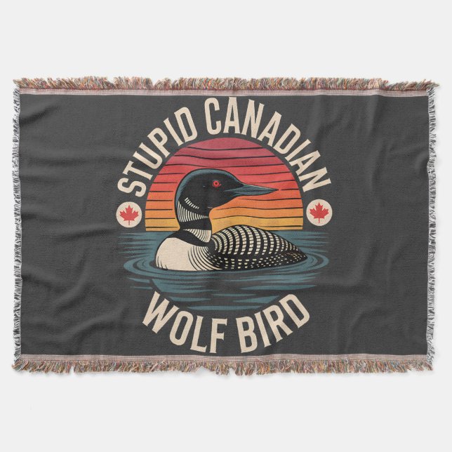 Cobertor Humor Estúpido de Lobo Pássaro Mergulhão Canadense (Frente)