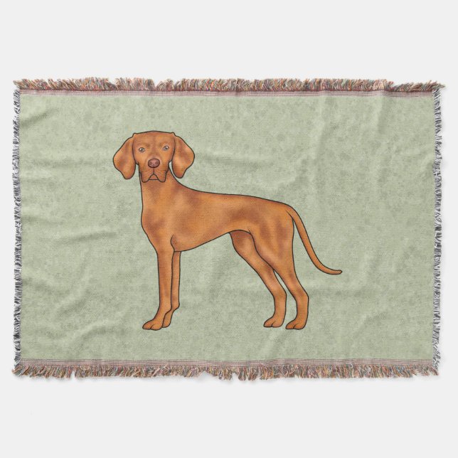 Cobertor Húngaro Vizsla Pointer Cão Desenho Verde (Frente)