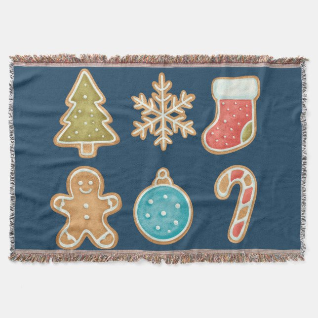 Cobertor Ícones Caprichosos de Biscoitos de Natal (Frente)