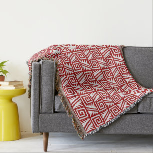 Cobertor Ikat Aztec Tribal - Vermelho Escuro e Branco