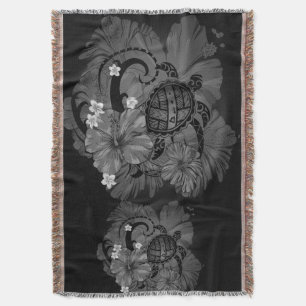 Cobertor Ilha Havaiana Mapa Grande Tartaruga Hibiscus Plume