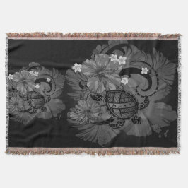 Cobertor Ilha Havaiana Mapa Grande Tartaruga Hibiscus Plume