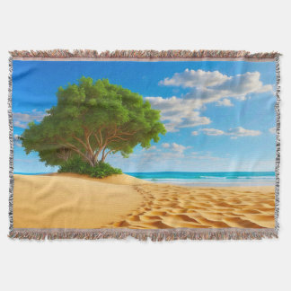 Cobertor Ilha Tropical Deserta Praia Arenosa