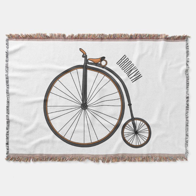 Cobertor Ilustração de desenho animado de bicicleta de alta (Frente)